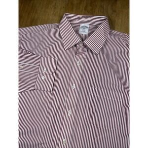 Brooks Brothers Regent Men's Long Sleeve Dress Shirt 17.5 32/33 Red Striped